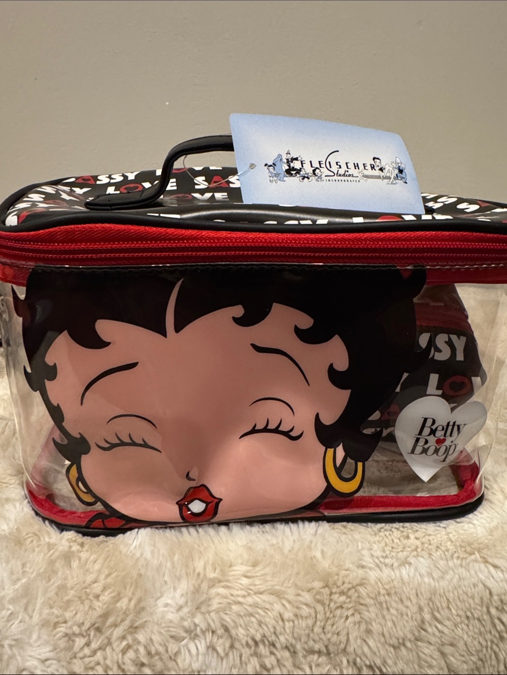 Betty Boop Clear Vinyl Cosmetic Case with a small pouch case